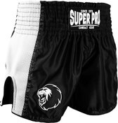 Super Pro Combat Gear Thai en Kickboksshort Brave Zwart/Wit Small