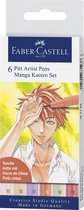 Faber-Castell tekenstift - Pitt Artist Pen - 6-delig - Manga Kaoiro - FC-167168
