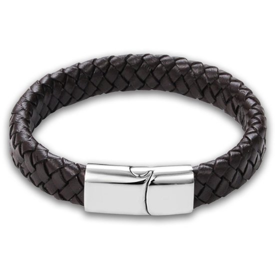 Victorious Gevlochten Leren Armband Heren - Titanium Sluiting