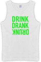 Witte Tanktop met “ Drink. Drank, Drunk “ print Groen  Size S