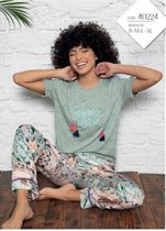 Satijn Dames Pyjama Set Met Blaadjes Design Maat L