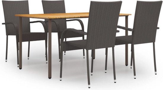 vidaXL Ensemble de jardin 5 pièces Polyrotin Marron