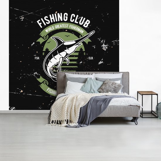 Papier peint - Papiers Papier peint photo Poissons - Rétro - Dessin - Citation - Largeur 350 cm x Hauteur 350 cm