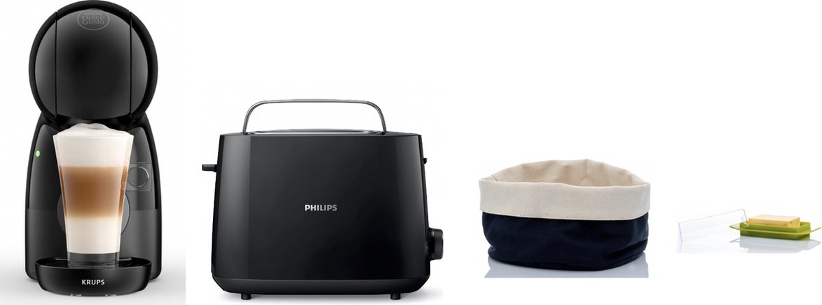 KRUPS Dolce Gusto Piccolo XS (KP1A3B10) zwart incl. PHILIPS Toaster ...