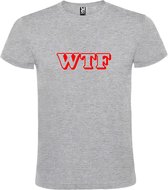 Grijs T-shirt ‘WTF’ Rood maat XS