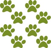 Hondenpootje / hondenpootjes - olijf groen - autostickers - 8 stuks – 4 cm x 5 cm – hondenpoot - hondensticker