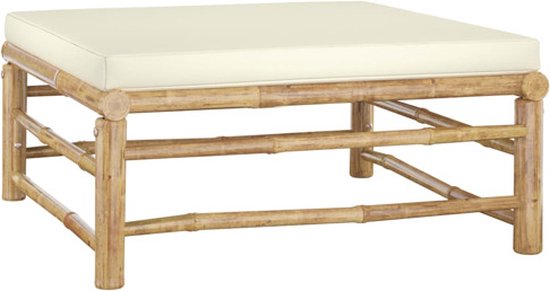 vidaXL - 5-delige - Loungeset - met - crèmewitte - kussens - bamboe