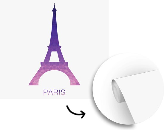 Papier peint photo vinyle - Une illustration colorée de la Tour Eiffel largeur 350 cm x hauteur 350 cm - Tirage photo sur papier peint (disponible en 7 tailles)