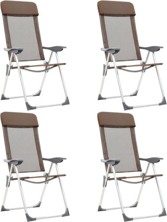 tegel Minder dan Kers vidaXL Campingstoelen 4 st inklapbaar aluminium bruin | bol.com