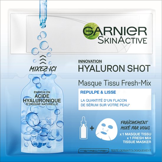Garnier - SkinActive Fresh-Mix Hyaluronzuur masker - 5 Stuks - Intense Hydratatie - Voordeelverpakking - Garnier