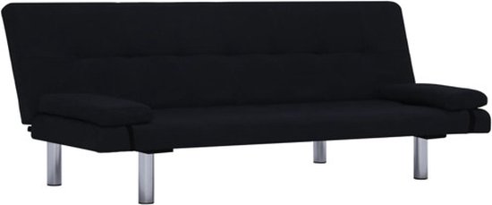 vidaXL-Slaapbank-met-twee-kussens-polyester-zwart