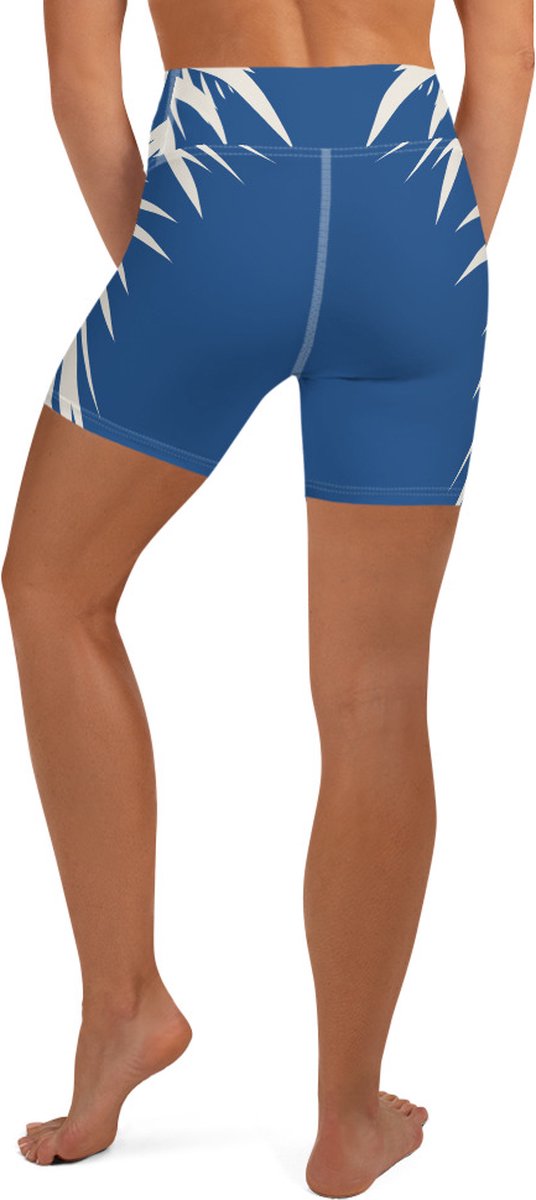 Sport Short - design Tiger Power Up - High Waist - Dry Fit - High Performance - 4way stretch - UPF 50+ - Hardloop - Yoga - Fitness - Dans - Pilates - Training - Korte Broek - dames- klassiekblauw wit - maat XS — afbeelding 3