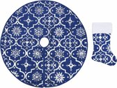 vidaXL - Kerstboomrok - luxe - met - sok - 150 - cm - stof - blauw