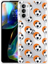 Motorola Moto G82 Hoesje Soccer Ball Orange Shadow - Designed by Cazy