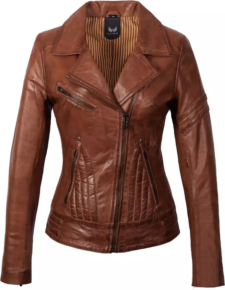 Leren jas dames cognac Rano - 54
