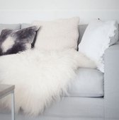 LAINE Peau de mouton islandais blanc - 100% laine véritable, cheveux longs et grands (100-110cm)