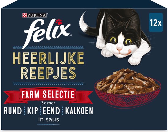 Felix Heerlijke Reepjes Selectie Farm 12 x 80 gr