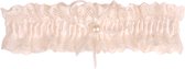 Kousenband grote maat - ivoor kant met strikje en pareltje