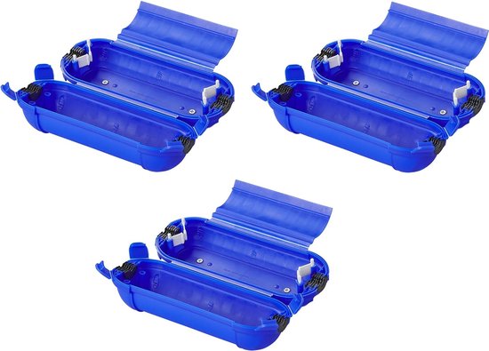 2x coffres-forts / coffres-forts / protection pour connexions Schuko - plastique bleu - IP44 - 21 x 8 x 8,5 cm