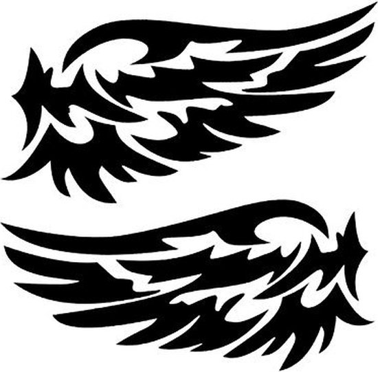 Sticker - Angel Wings - Raamsticker - Auto Sticker - 40x20cm (2x) - Zwart
