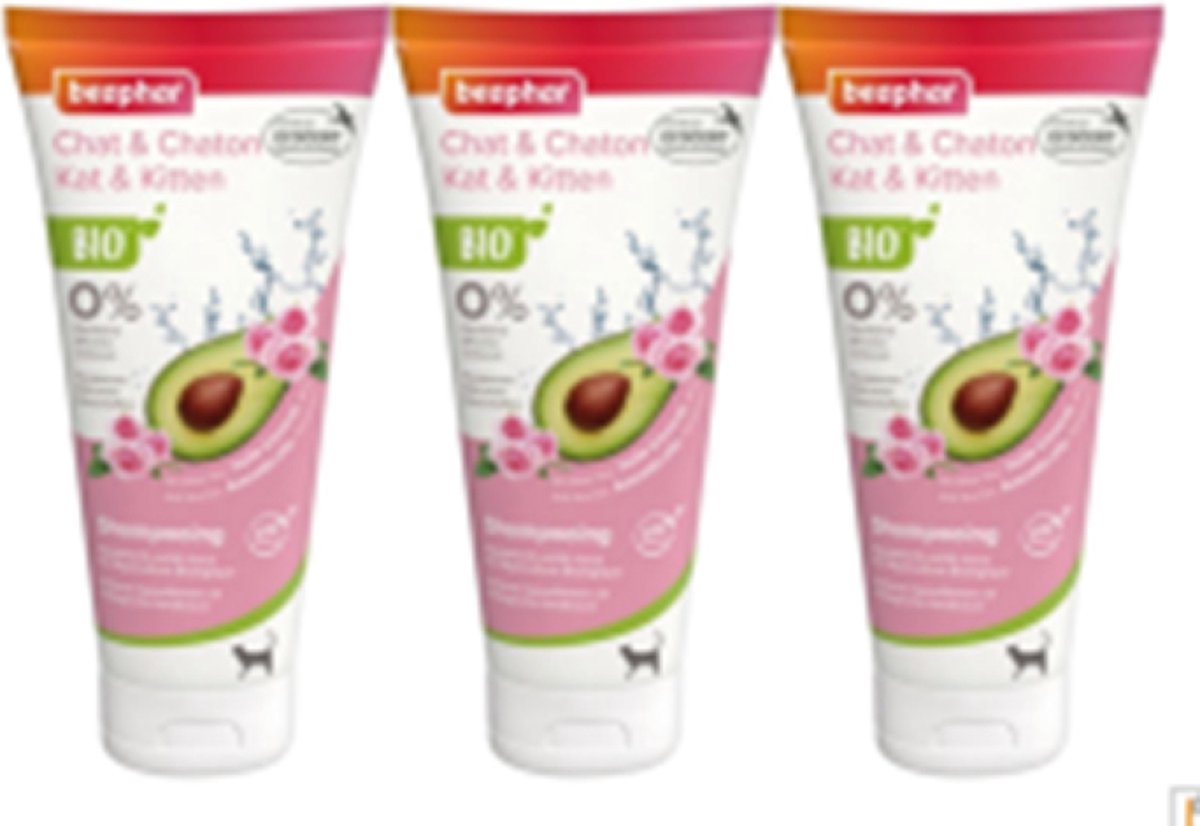 3x Beaphar Bio Shampoo voor kat en kitten - Vachtverzorging - 200ml