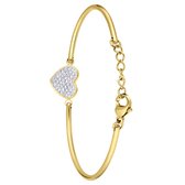 Lucardi Dames Goldplated armband hart met kristal - Staal - Armband - Cadeau - 20 cm - Goudkleurig