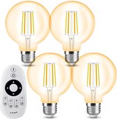 Milight Dual White 4 smart filament lampen met afstandsbediening - 7W - E27 fitting - G95 model amberkleurig - Smart lamp