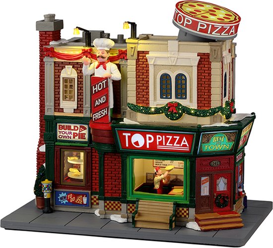Lemax - 'Top Pizza' - Verlichte Attractie met animatie, muziek - Inclusief adapter