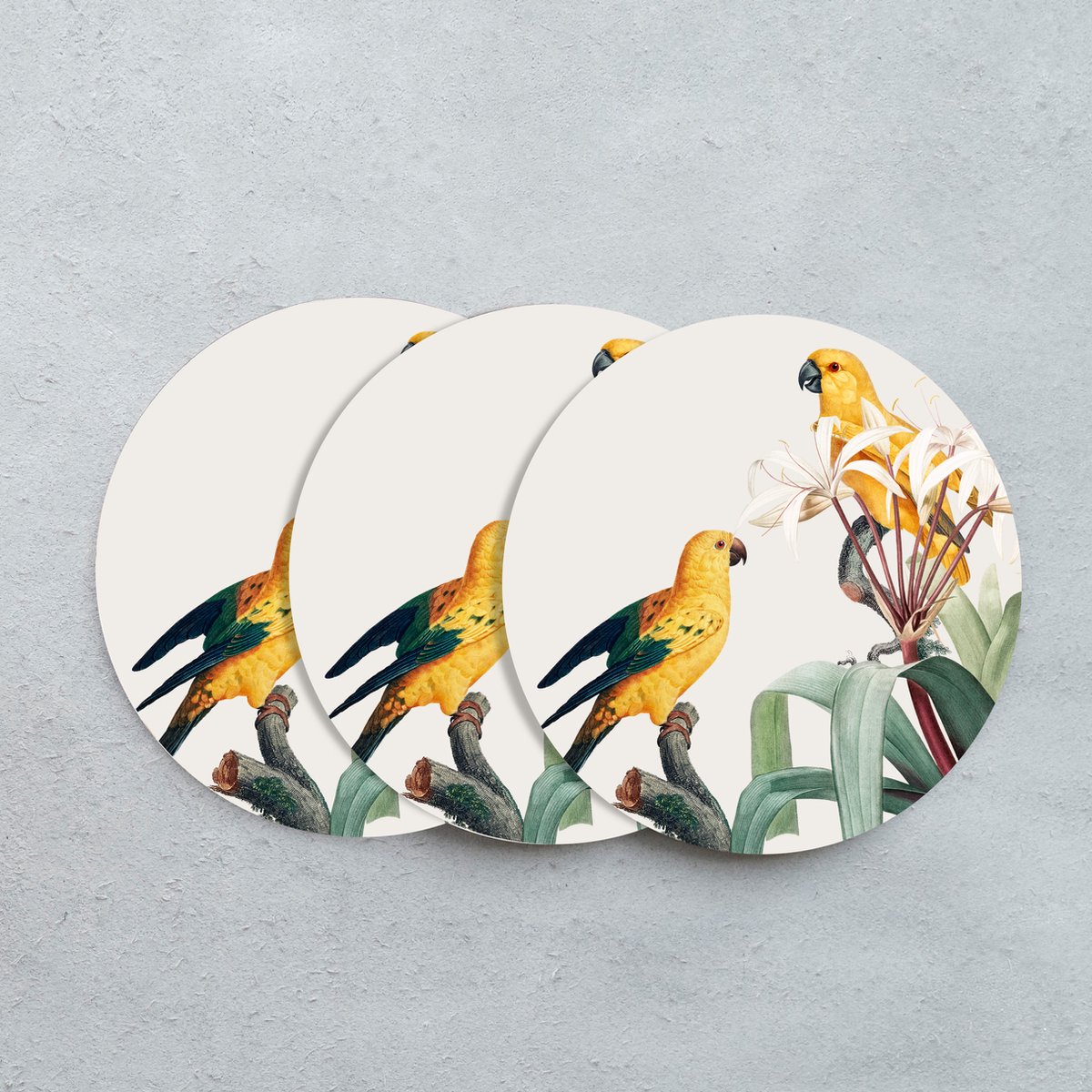 GR onderzetters voor glazen - Yellow Birdy - Vinyl - 6st
