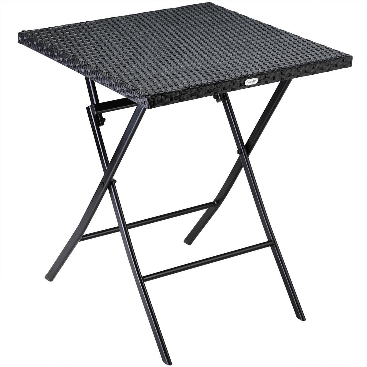 Casaria Klaptafel Polyrattan - 75x65x65 cm – Weerbestendig - Zwart