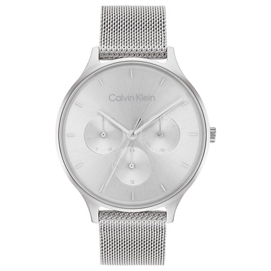 Calvin Klein CK25200104 Dames Horloge - Mineraalglas - Roestvrijstaal - Grijs/Zilver - 38 mm breed - Quartz - Druksluiting - 3 ATM (spatwater)