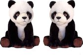 2x stuks pluche knuffel Panda beren van 25 cm - Dieren knuffelbeesten voor kinderen of decoratie