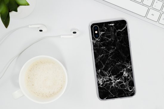 Coque iPhone Xs - Marbre - Pierre - Zwart - Siliconen