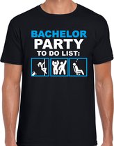 Vrijgezellen Bachelor party to do list t-shirt zwart heren - Vrijgezellenfeest kleding / shirt mannen L
