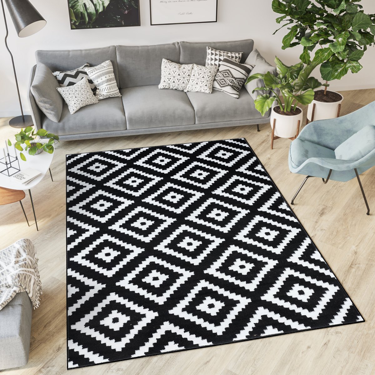 Tapiso Luxury Vloerkleed Antraciet Woonkamer Modern Tapijten Maat- 300x400