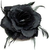 Halloween Haarbloem zwarte roos - Haar accessoires- Haarbloemen