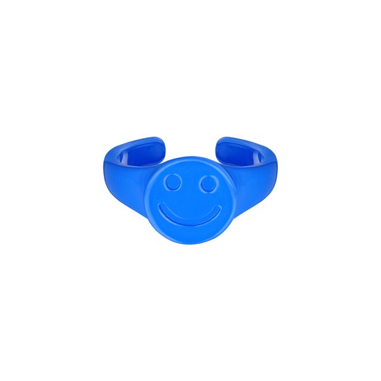 Candy ring smiley face - Yehwang - Ring - One size - Blauw