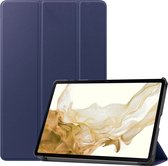 Hoes Geschikt voor Samsung Galaxy Tab S8 Ultra Hoes Luxe Hoesje Book Case - Hoesje Geschikt voor Samsung Tab S8 Ultra Hoes Cover - Donkerblauw