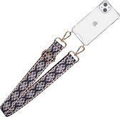 Casies hoesje geschikt voor Apple iPhone 13 Mini met koord - Geweven koord - long size - crossbody - Cord Case Woven Strap