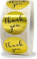 Thank you stickers - 500 stuks - 25 mm - Bedankt stickers - Small business packaging - Thank you stickers op rol - Sluitstickers - Sluitzegel - Verpakkingsmateriaal - Stickerrol - Goud/Zwart