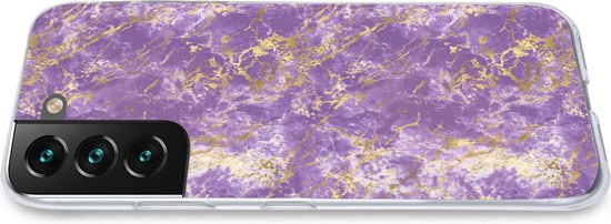 Convient pour coque Samsung Galaxy S22 - Impression marbrée - Luxe - Violet - Or - Motifs - Coque de téléphone en Siliconen