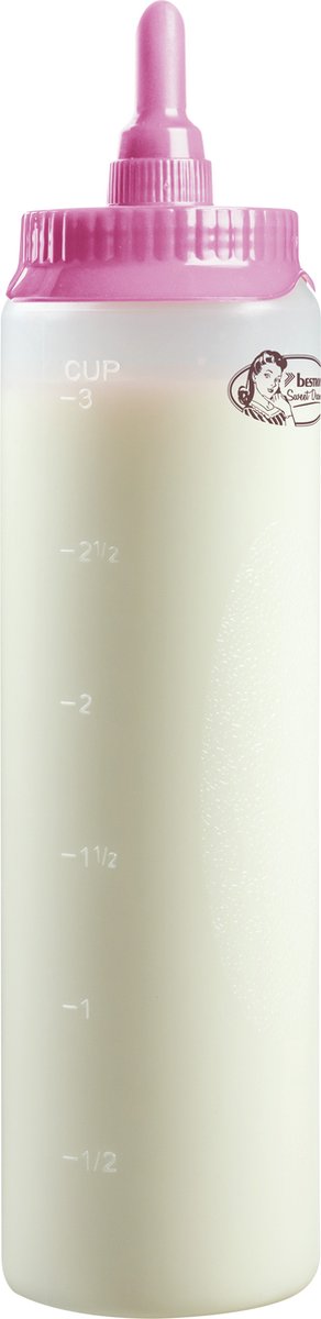 Goedkoopste Bestron doseerfles voor 700 ml, met schaalverdeling voor crêpes, poffertjes, pannenkoeken, wafels, muffins of donutbeslag, kleur wit