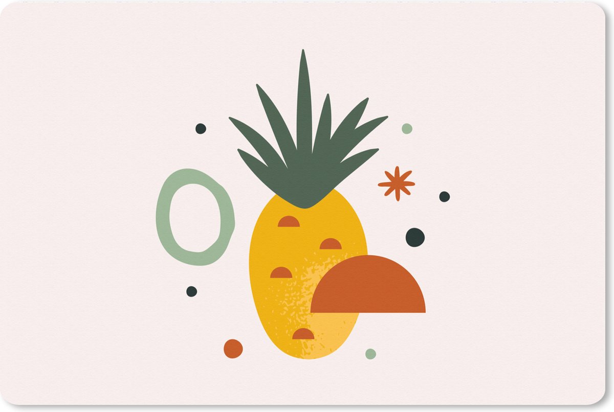 Muismat XXL 90x60 cm - Bureau onderlegger - Bureau mat Ananas - Tropisch - Fruit - Bureaumat - Gaming mousepad xl - Bureaulegger groot - Computer deskmat