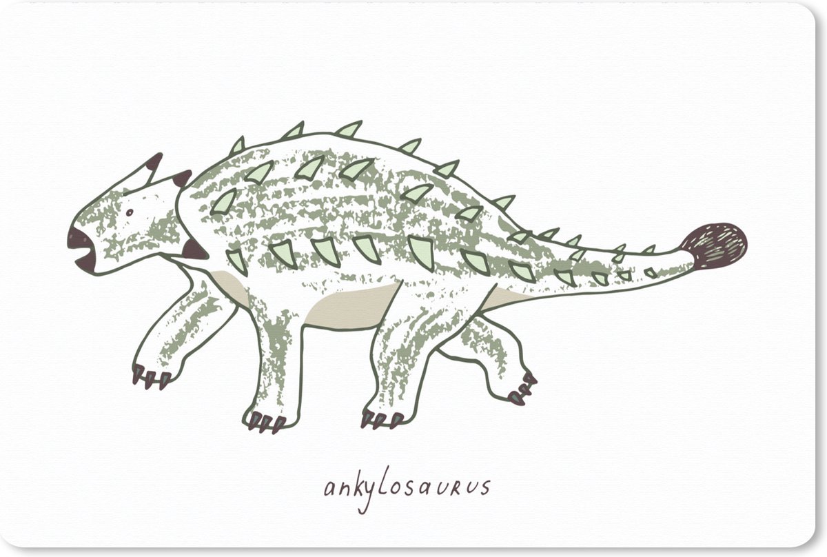 Muismat XXL 120x80 cm - Bureau onderlegger - Bureau mat Kinderkamer - Ankylosaurus - Dinosaurus - Jongens - Meisjes - Kinderen - Bureaumat - Gaming mousepad xl - Bureaulegger groot - Computer deskmat