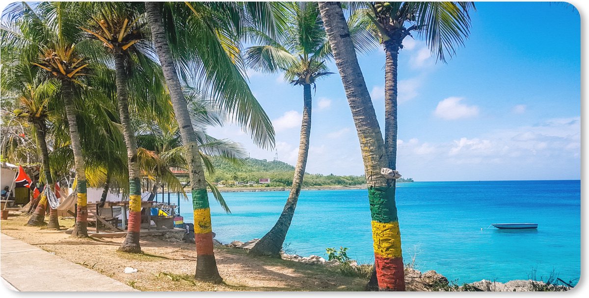 Muismat XXL 100x50 cm - Bureau onderlegger - Bureau mat Palmbomen op het strand van Colombia - Bureaumat - Gaming mousepad xl - Bureaulegger groot - Computer deskmat