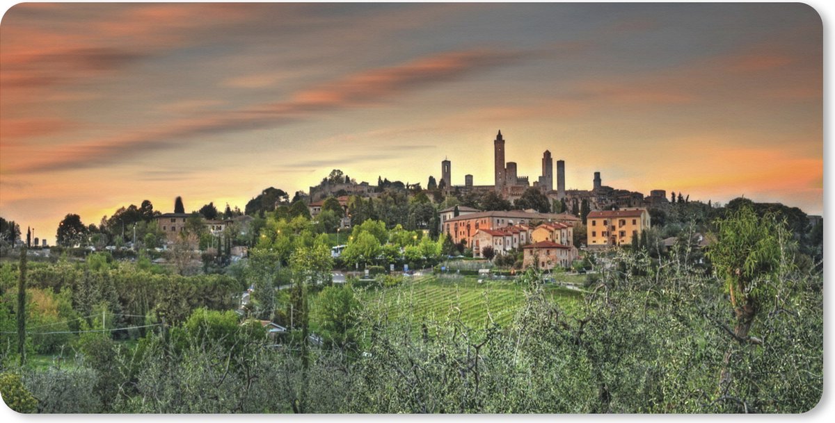 Muismat XXL 120x60 cm - Bureau onderlegger - Bureau mat De Europese stad San Gimignano in Italië - Bureaumat - Gaming mousepad xl - Bureaulegger groot - Computer deskmat