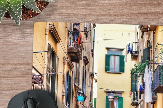 Muismat XXL 40x40 cm - Bureau onderlegger - Bureau mat Steeg met oude gebouwen - Bureaumat - Gaming mousepad xl - Bureaulegger groot - Computer deskmat