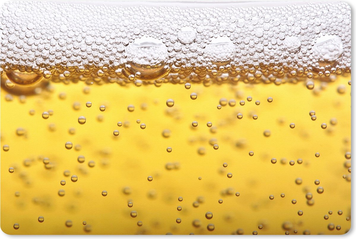 Muismat XXL 120x80 cm - Bureau onderlegger - Bureau mat Bierbubbels in glas met bier - Bureaumat - Gaming mousepad xl - Bureaulegger groot - Computer deskmat