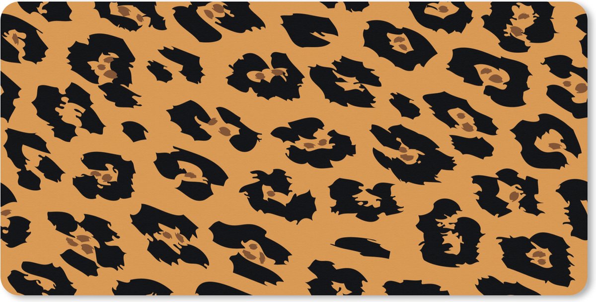 Muismat XXL 120x60 cm - Bureau onderlegger - Bureau mat Panterprint - Oranje - Zwart - Bureaumat - Gaming mousepad xl - Bureaulegger groot - Computer deskmat