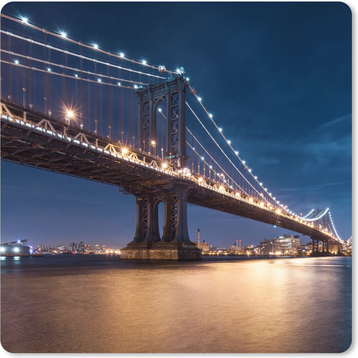 Muismat XXL 40x40 cm - Bureau onderlegger - Bureau mat New York - Manhattan - Maan - Bureaumat - Gaming mousepad xl - Bureaulegger groot - Computer deskmat